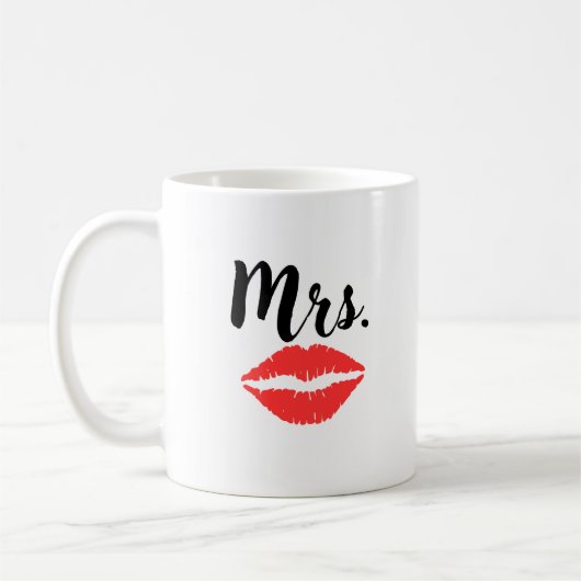 Mr & Mrs Lips & Mustache Paar Koffiemok (Links)