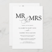 MR & MRS. Live Stream Modern Black White Wedding Kaart (Voorkant / Achterkant)