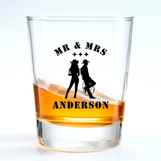 Mr & Mrs Man Vrouw Bruid Groom Cowboy Koppels Shot Glas
