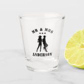 Mr & Mrs Man Vrouw Bruid Groom Cowboy Koppels Shot Glas (Voorkant)