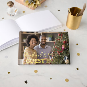 Mr & Mrs Mariage Photo Élégant Script Gold