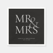 MR&MRS Minimal Typographic Black Cocktail Servet (Voorkant)