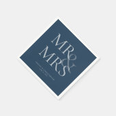MR&MRS Minimal Typographic Navy Blue Cocktail Servet (Hoek)