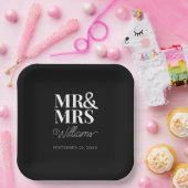 Mr & Mrs Minimale Eenvoudige Moderne Wegwerp Papieren Bordje (Feest)
