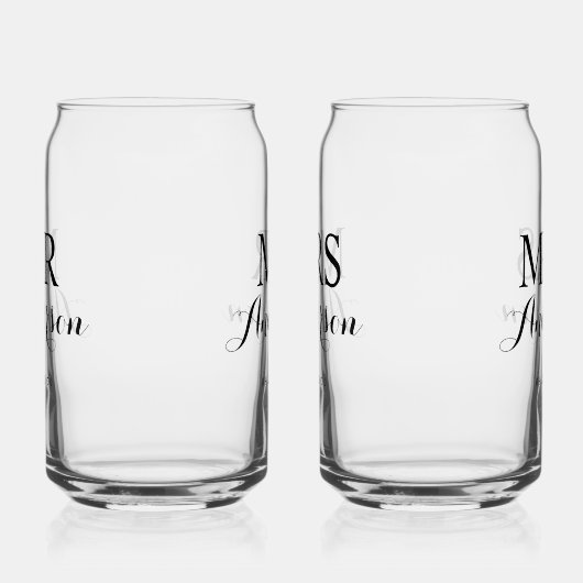 Mr & Mrs Modern Elegant Personnalisé Nom Date Mari (Gauche)