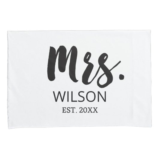 Mr & Mrs Modern Script Bruiloft Jubileum Paar Kussensloop (Voorkant-Rechts)