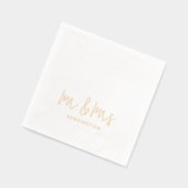 Mr & Mrs Modern Script Custom Name Wedding Gold Folie Servetten (Links)