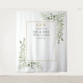 Mr Mrs Monogram Groene Couples Bruiloftsfoto Prop Wandkleed (Voorkant)
