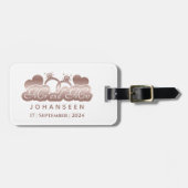 Mr & Mrs Monogram Wit Rose Goud Bruiloft Pas getro Bagagelabel (Voorkant horizontaal)