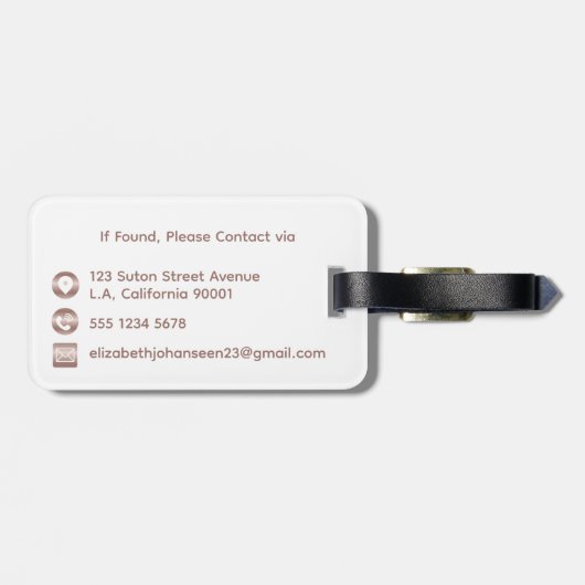 Mr & Mrs Monogram Wit Rose Goud Bruiloft Pas getro Bagagelabel (Achterkant horizontaal)