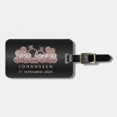 Mr & Mrs Monogram Zwart Roos Gouden Bruiloft Pas g Bagagelabel (Voorkant horizontaal)