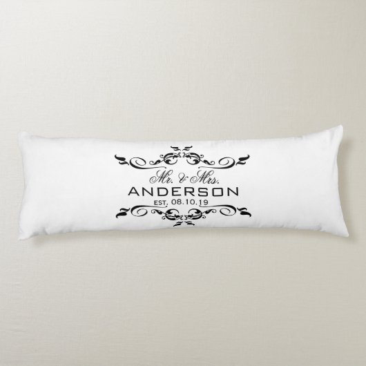 Mr. & Mrs Name Personalized Wedding Date Gift Lichaamskussen (Achterkant)