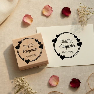 Mr&Mrs Names and Wedding Date Romantic Stamp Rubberstempel