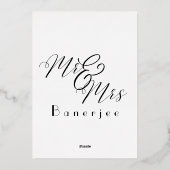 Mr & Mrs Navy Blue bruiloft Folie uitnodiging (Achterkant)