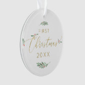Mr. + Mrs. Ons eerste kerstmonogram Ornament (voorkant)