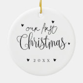 Mr & Mrs. Onze eerste Pas getrouwd van Kerstmis 20 Keramisch Ornament (Achterkant)