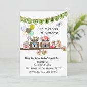 Mr & Mrs Party Uilen 1e Verjaardag uitnodiging (Staand voorkant)