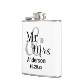 Mr & Mrs Pas getrouwd Achternaam met trouwdatum Heupfles (Links)