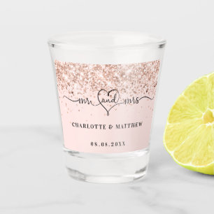 Mr mrs pasgetrouwd roze goud trouwfeest shot glas
