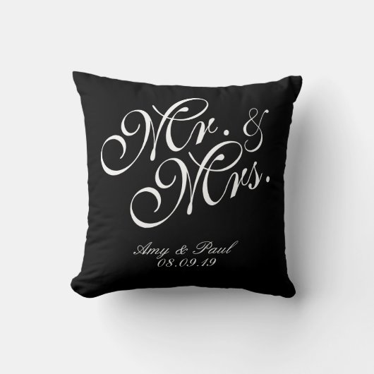 Mr&Mrs.Personalize Black Kussen (Voorkant)