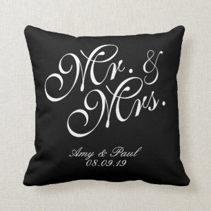 Mr&Mrs.Personalized Black Kussen