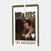 Mr & Mrs Photo Block Heart Jubileum Naam Metalen Ornament (Voorkant links)