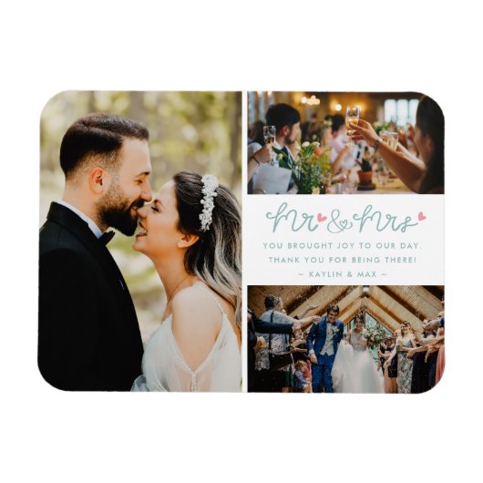 Mr. Mrs. Photo Collage Bruiloft Dank u Magneet (Horizontaal)