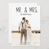 Mr & Mrs Photo Fun Typografie optionele Reception Kaart (Voorkant / Achterkant)