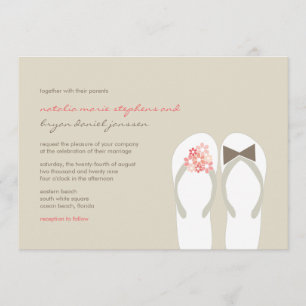 Mr & Mrs Pink Flip Flops Cute Beach Invitation de 