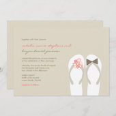 Mr & Mrs Pink Flip Flops Plage Mariage Invitation (Devant / Derrière)