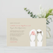 Mr & Mrs Pink Teenslippers Schattige Strand Bruilo Kaart (Staand voorkant)