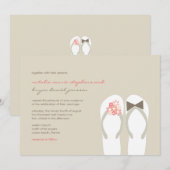 Mr & Mrs Pink Teenslippers Schattige Strand Bruilo Kaart (Voorkant / Achterkant)