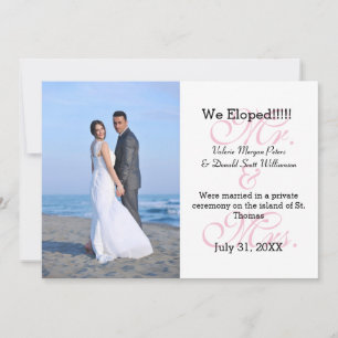 Mr. & Mrs Pink We Eloped - Fotoaankondiging Aankondiging