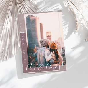 Mr & Mrs Plum Paars White Script Foto Save The Date