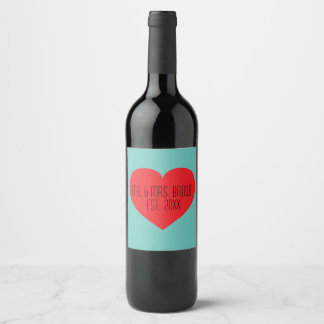 Mr. & Mrs Red Heart Wijn Etiket
