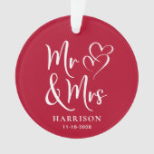 Mr Mrs Red Wedding Foto Ornament (voorkant)