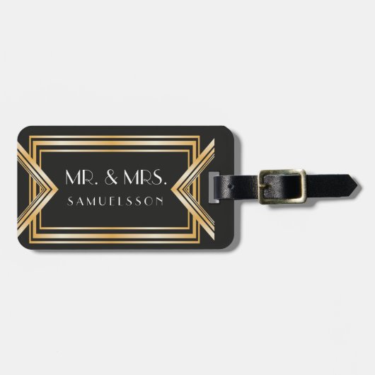 Mr & Mrs reizen Bagagelabel |Gatsby geïnspireerd (Voorkant horizontaal)