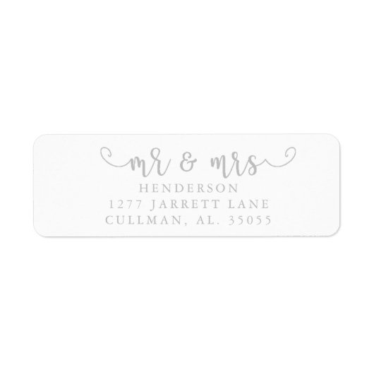 Mr & Mrs Return Address Label (Voorkant)