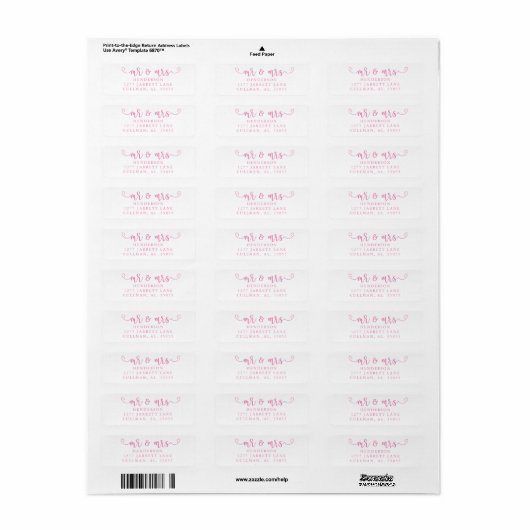 Mr & Mrs Return Address Label (Full Sheet)