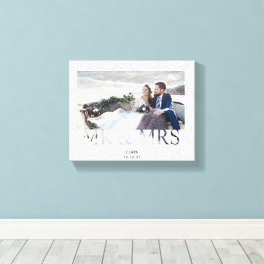 Mr & Mrs romantic love koppels bruiloft Canvas Afdruk (Insitu (Houten vloer))