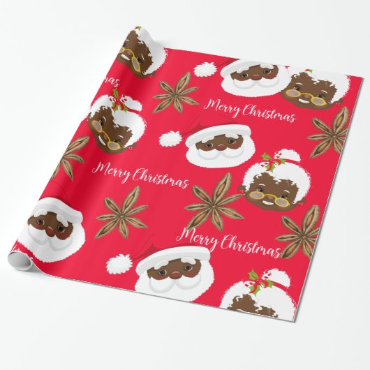 Mr & Mrs Santa Claus Gift Wrap Cadeaupapier (Uitgerold)
