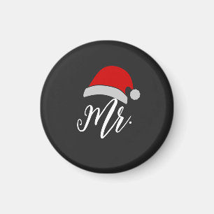 Mr & Mrs Santa Hat Design Magnet, Mr en Mrs. Magneet