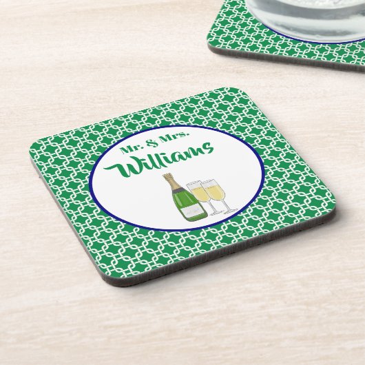 Mr. & Mrs. Script Bruid & Bruidegom Champagnefluit Bier Onderzetter (Linkerzijde)