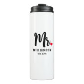 Mr & Mrs Script gepersonaliseerde naam Monogram ha Thermosbeker (Voorkant)
