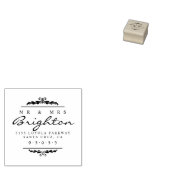 Mr & Mrs Script & Ornament Bruiloft Retouradres Rubberstempel (Gestempeld)