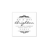 Mr & Mrs Script & Ornament Bruiloft Retouradres Rubberstempel (Afrduk)