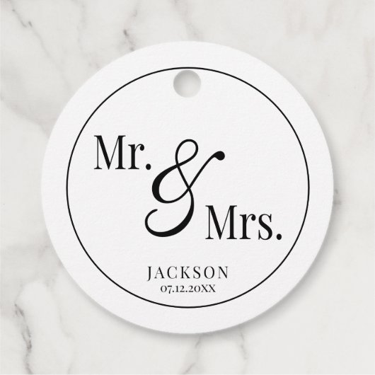 Mr & Mrs Scripty Black & White Bedankjes Labels (Achterkant)