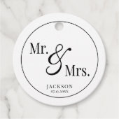 Mr & Mrs Scripty Black & White Bedankjes Labels (Voorkant)