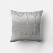 Mr. & Mrs Silver Glitter Wedding Keepomwille Elega Kussen (Achterkant)