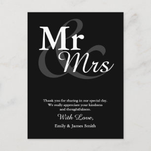 Mr&Mrs Simple Elegant Typography Wedding Dank u Briefkaart